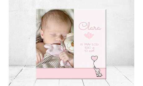 Geschenk Geburt personalisiert Baby Wandbild Geburtsdaten Leinwand Junge Mädchen Kinderzimmer mit Foto