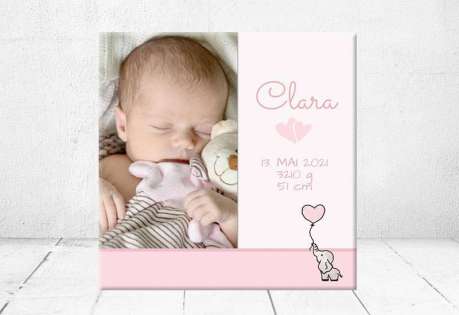 Geschenk Geburt personalisiert Baby Wandbild Geburtsdaten Leinwand Junge Mädchen Kinderzimmer mit Foto