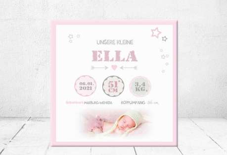 Baby Wandbild Geburtsdaten Leinwand Geschenk Geburt personalisiert Junge Mädchen Kinderzimmer