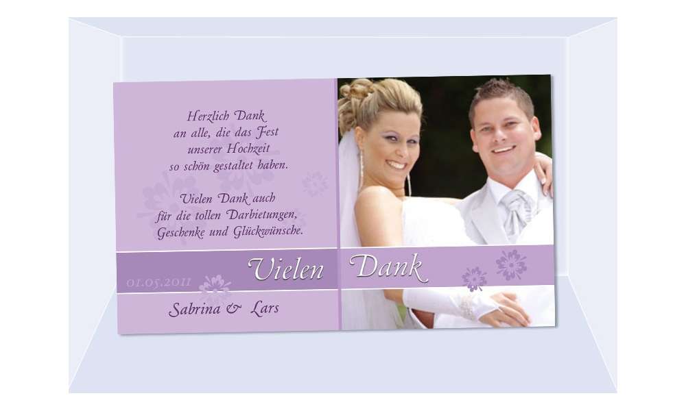 Danksagungskarte, Karte Hochzeit, Fotokarte, flieder