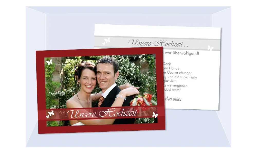Danksagungskarte, Karte Hochzeit, rot
