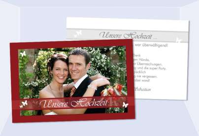 Danksagungskarte, Karte Hochzeit, rot