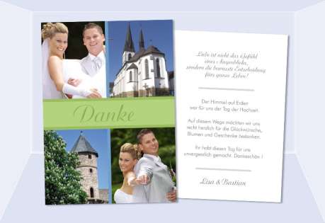 Danksagungskarte, Karte Hochzeit, Postkarte, grün