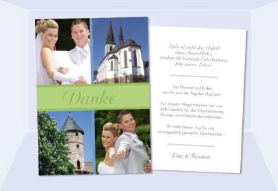 Danksagungskarte, Karte Hochzeit, Postkarte, grün