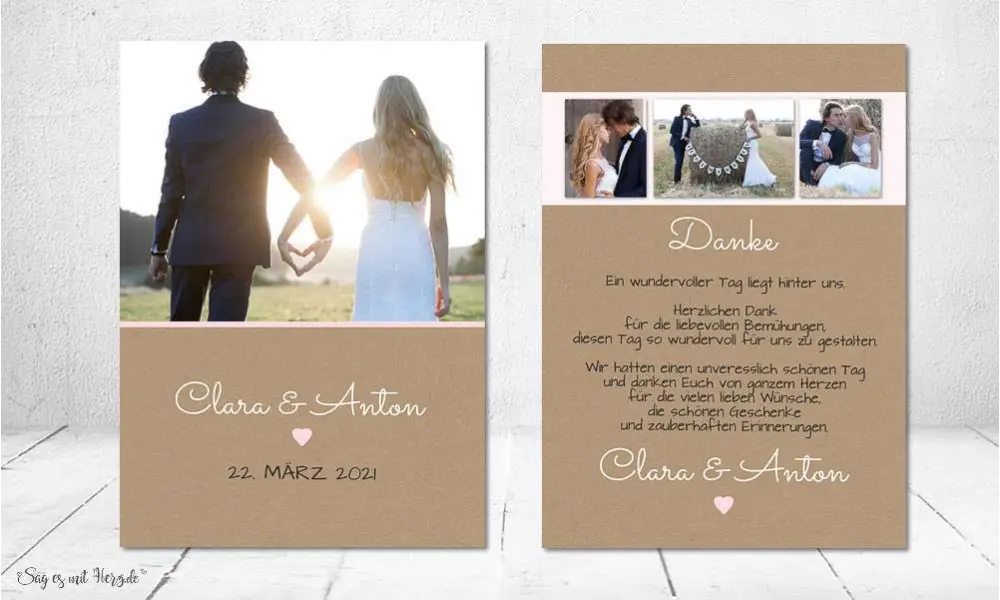 Dankeskarten Hochzeit Kraftpapier Vintage Danksagungskarten Postkarte