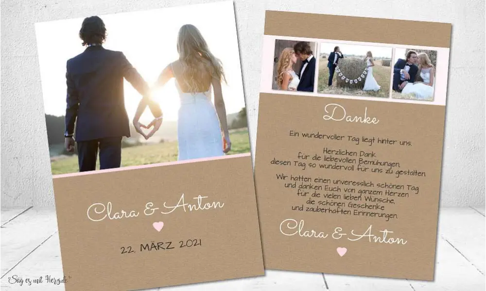 Dankeskarten Hochzeit Kraftpapier Vintage Danksagungskarten Postkarte
