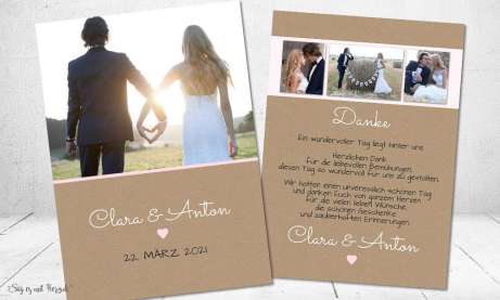 Dankeskarten Hochzeit Kraftpapier Vintage Danksagungskarten Postkarte