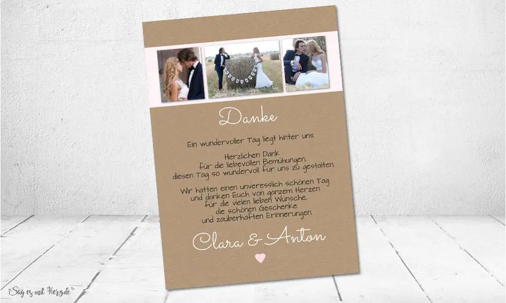 Dankeskarten Hochzeit Kraftpapier Vintage Danksagungskarten Postkarte