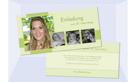 Karte Geburtstag Einladungskarte DIN Lang "Melanie"