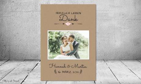 Dankeskarten Hochzeit Vintage Kraftpapier Postkarte Nature Vintage diy Stil modern