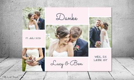 Dankeskarten Hochzeit Vintage Kraftpapier Postkarte Nature Vintage diy Stil modern