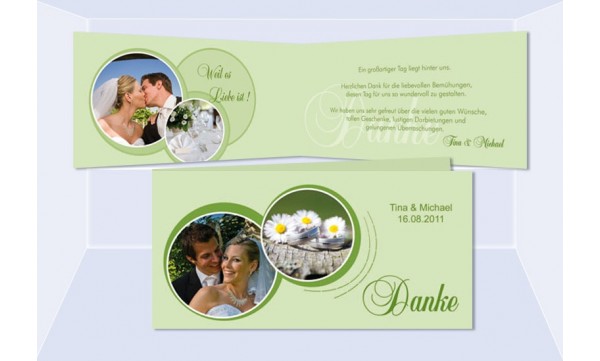 Karte Hochzeit Danksagungskarte DIN Lang, grün