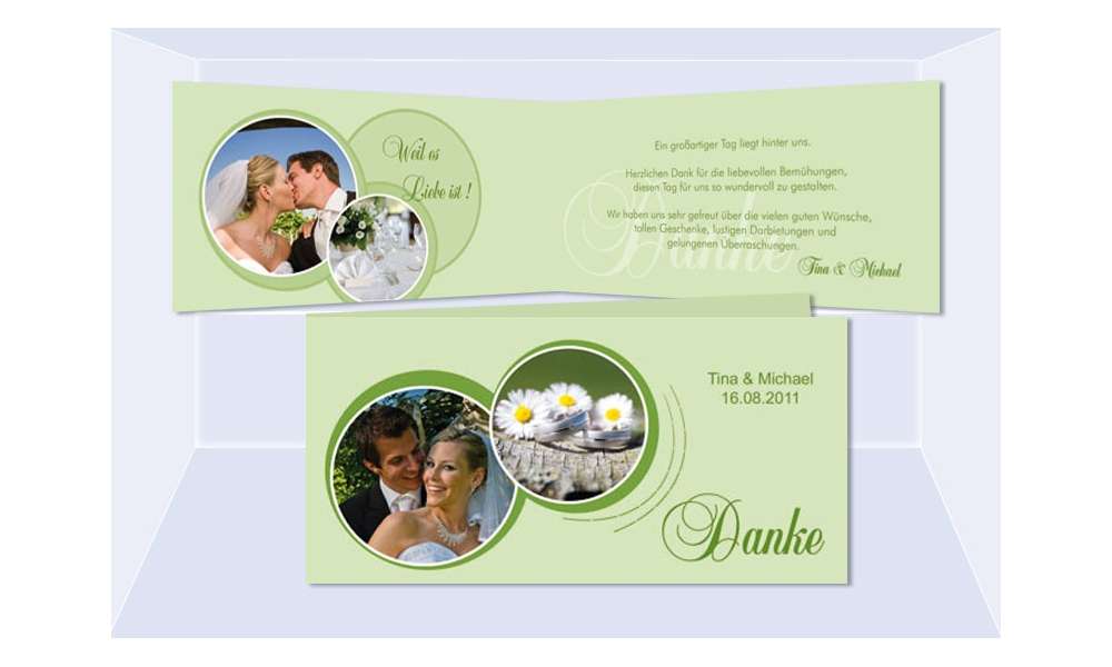 Karte Hochzeit Danksagungskarte DIN Lang, grün Karte Hochzeit Danksagungskarte DIN Lang, grün