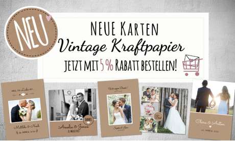 Dankeskarten Hochzeit Vintage Kraftpapier Postkarte Nature Vintage diy Stil