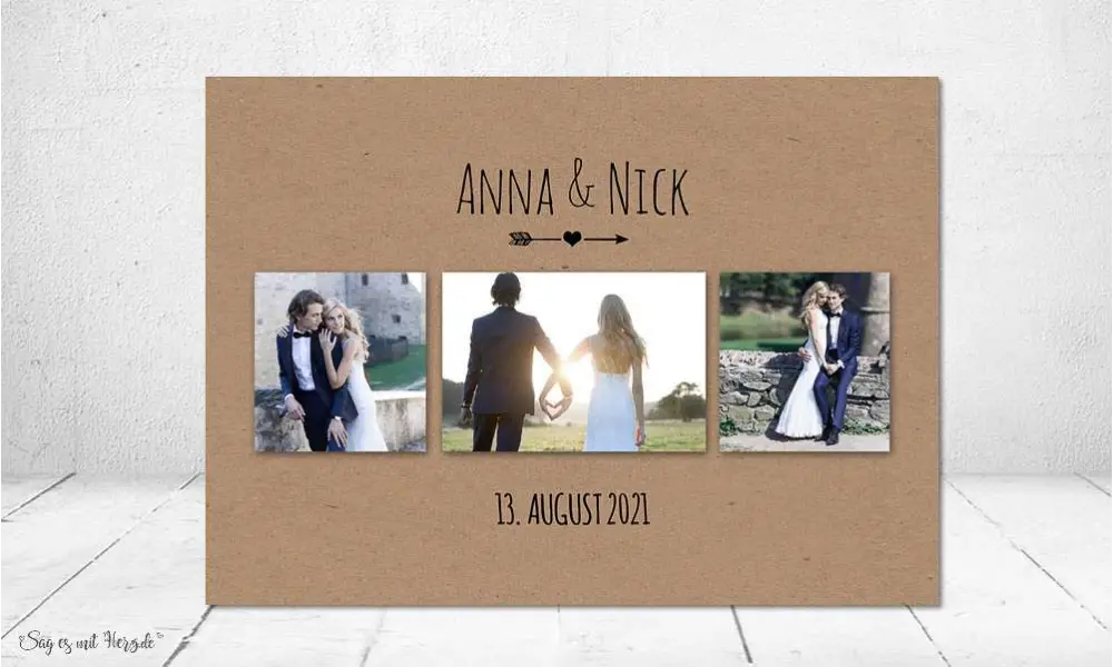 Danksagung Hochzeit Postkarte Kraftpapier Naturell modern Vintage diy
