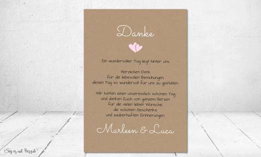 Danksagung Hochzeit Polaroid Postkarte Vintage diy Kraftpapier naturell modern Dankeskarte