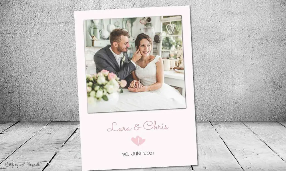 Danksagung Hochzeit Polaroid Postkarte Vintage diy Kraftpapier naturell modern Dankeskarte