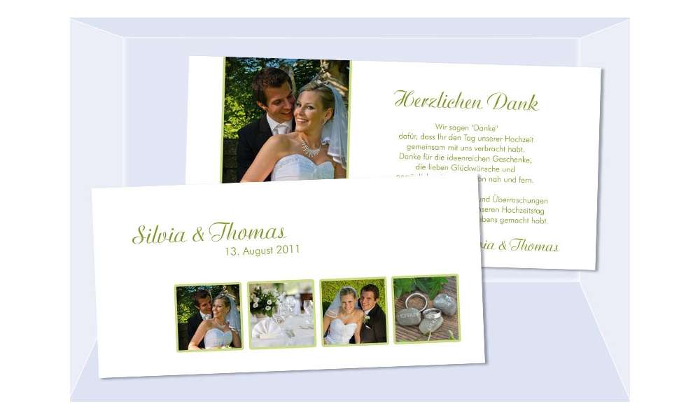 Danksagungskarte Karte Hochzeit, weiß grün