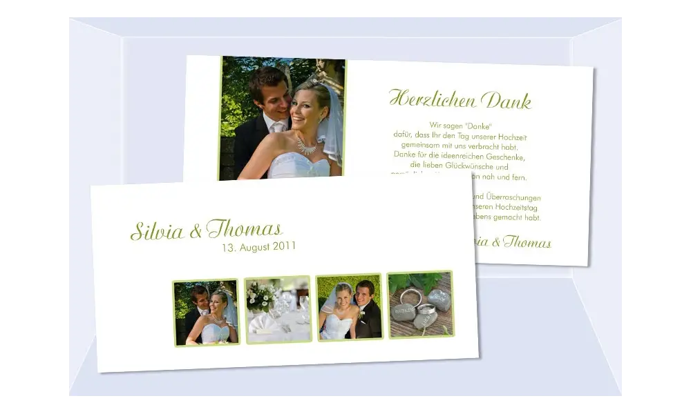 Danksagungskarte Karte Hochzeit, weiß grün