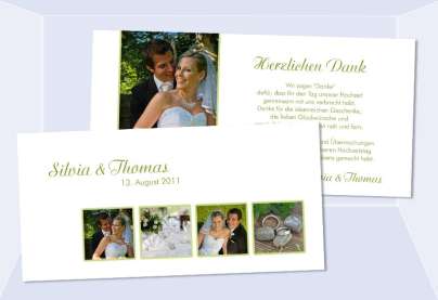 Danksagungskarte Karte Hochzeit, weiß grün