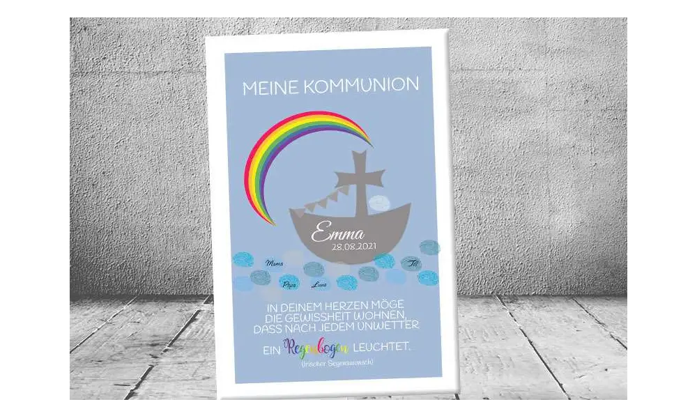 Leinwand Wandbild Fingerabdruck Fingerprint Gästebuch Meine Gäste Kommunion Konfirmation