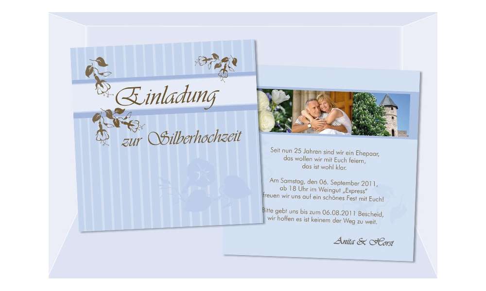Karte Goldene Hochzeit Silberhochzeit, Einladungskarte Quadrat