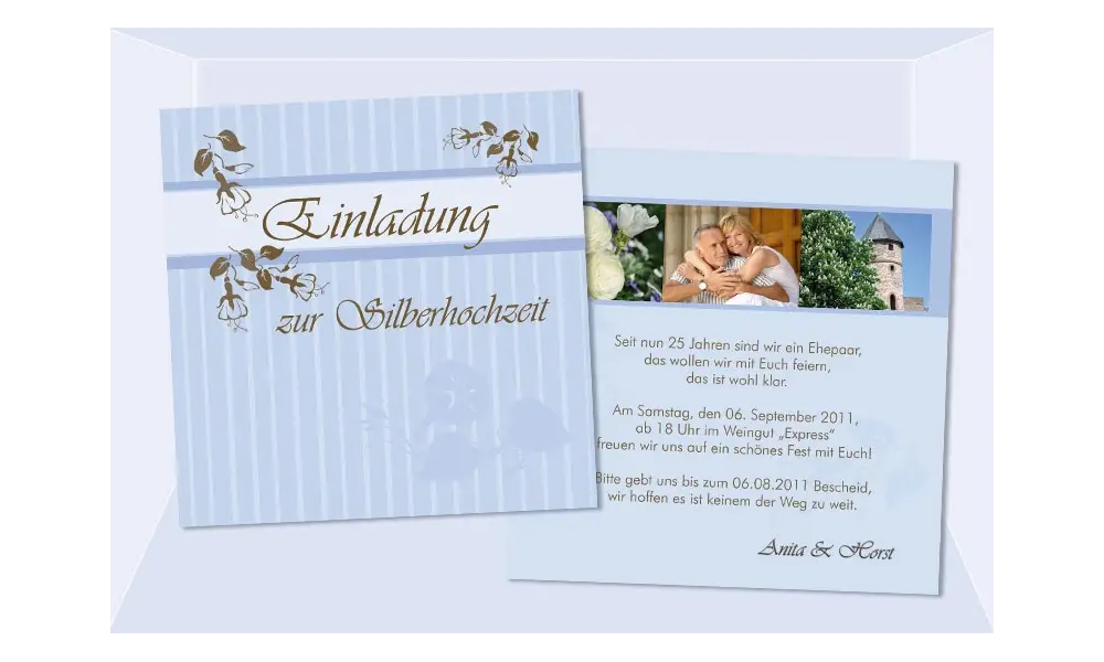 Karte Goldene Hochzeit Silberhochzeit, Einladungskarte Quadrat