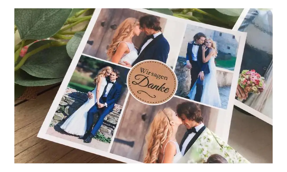 Dankeskarte Hochzeit mit mehreren Fotos