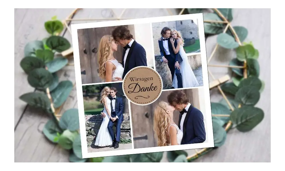 Dankeskarte Hochzeit mit mehreren Fotos
