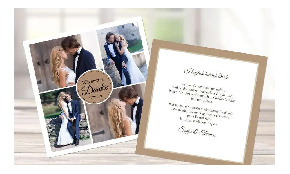 Dankeskarte Hochzeit mit mehreren Fotos