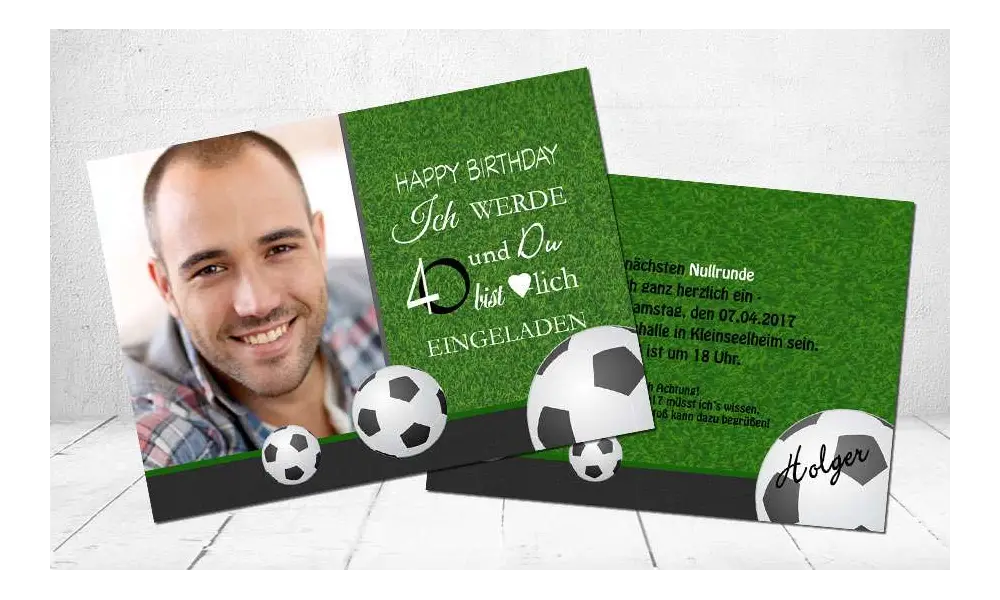 Einladungskarte runder Geburtstag Fußball