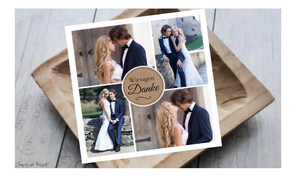 Danksagungskarten Hochzeit Kraftpapier schlicht natürlich Vintage