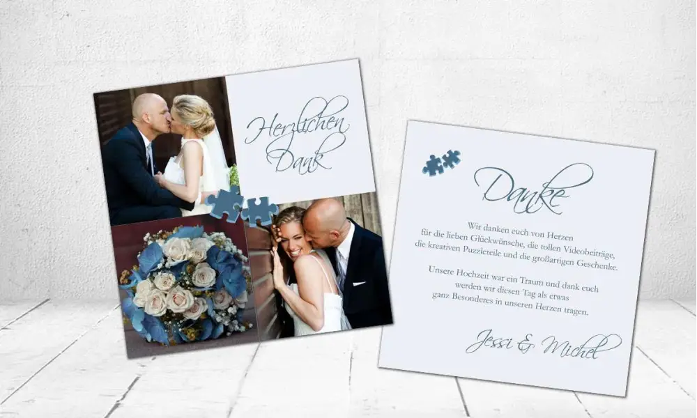 Dankeskarte Hochzeit Puzzle Quadratisch