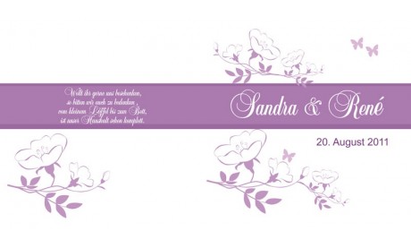 Karte Hochzeit Einladungskarte, Klappkarte Quadrat, lila