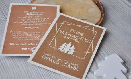 Weihnachtskarten Firmen geschäftlich naturell Kraftpapier Naturkarton Postkarte nachhaltig