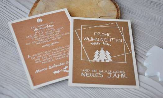 Weihnachtskarten Firmen geschäftlich naturell Kraftpapier Naturkarton Postkarte nachhaltig