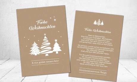 Weihnachtskarten geschäftlich auf Recyclingpapier mit Logo individuelle Postkarte Kraftpapier Optik