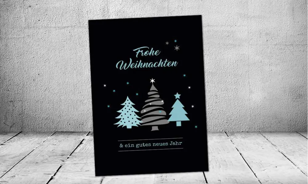 Weihnachtskarten geschäftlich nachhaltig mit Logo Postkarte Kraftpapier Umwelt naturell