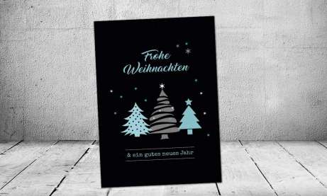 Weihnachtskarten geschäftlich mit Logo Postkarte in schwarz