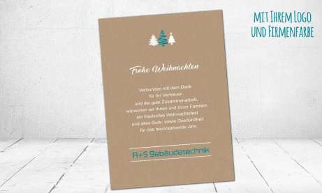 Weihnachtskarten geschäftlich auf Recyclingpapier mit Logo individuelle Postkarte Kraftpapier Optik