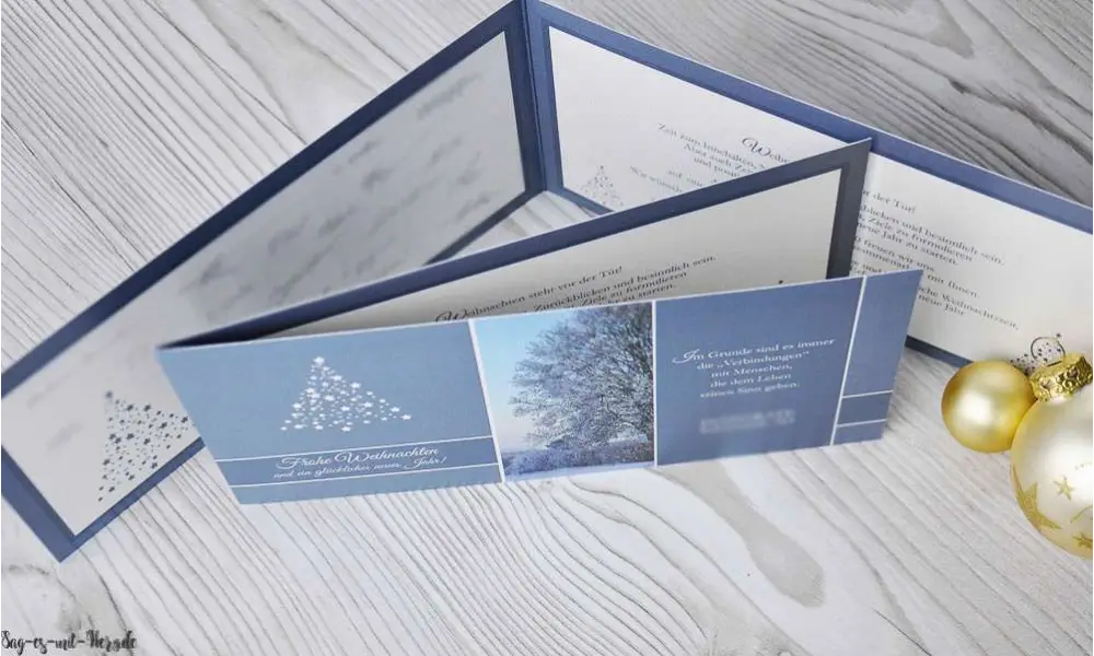 Firmen Weihnachtskarte geschäftlich mit Logo Klappkarte besonders mit Unterschriften