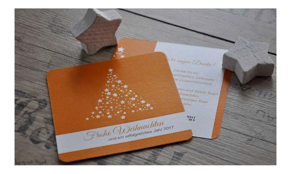 Firmen Weihnachtskarte modern mit Logo in Firmenfarbe quadratisch zweiseitig