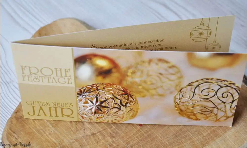 Geschäftliche Weihnachtskarten Klappkarte gold Weihnachtsgrüße mit Logo gestalten lassen
