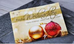 Firmen Weihnachtskarte geschäftlich mit Logo weihnachtlich gold rot Klappkarte