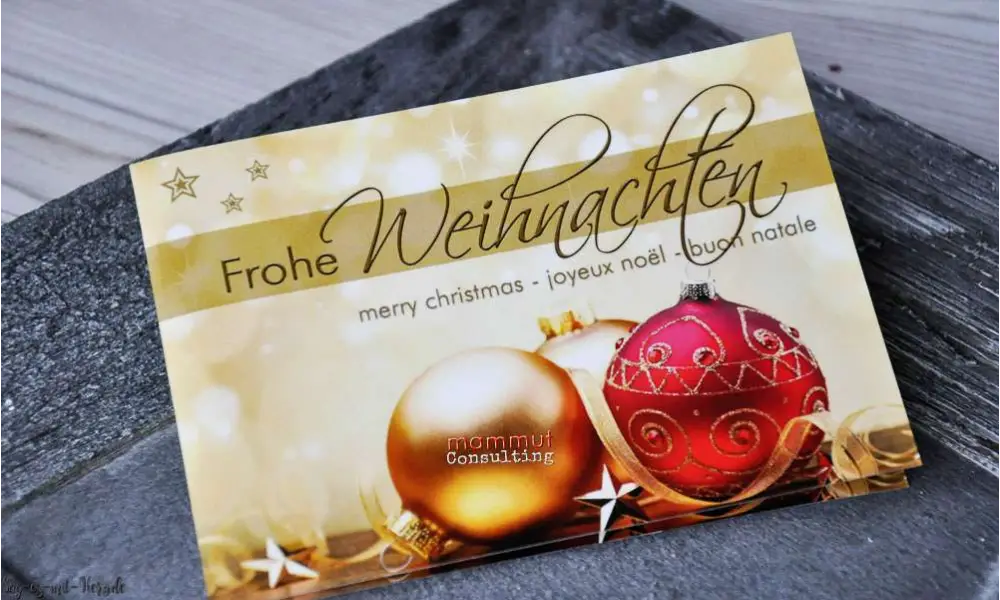 Firmen Weihnachtskarte geschäftlich mit Logo weihnachtlich gold rot Klappkarte