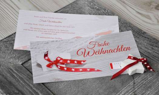 Firmen Weihnachtskarte geschäftlich modern vintage Stern rot mit Logo