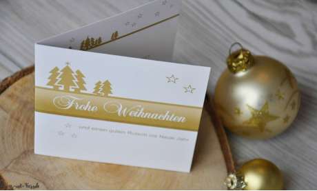 Firmen Weihnachtskarte in gold quadratisch modern mit Logo