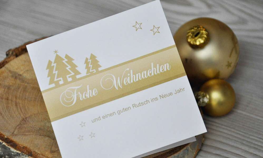 Firmen Weihnachtskarte in gold quadratisch modern mit Logo