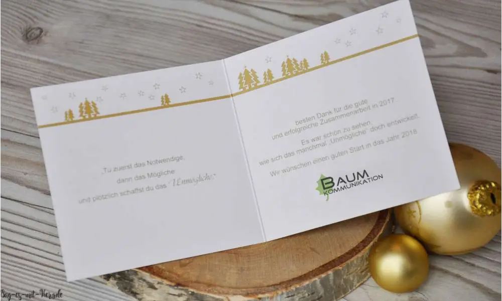 Firmen Weihnachtskarte in gold quadratisch modern mit Logo
