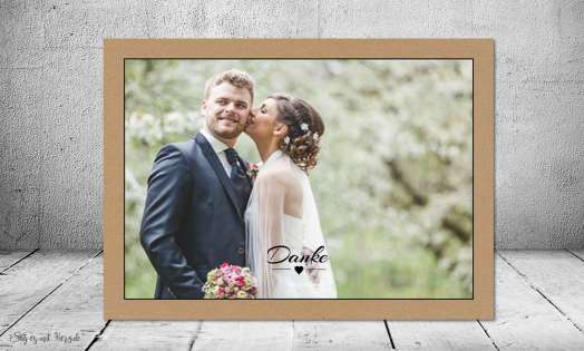 Dankeskarte Hochzeit Postkarte Vintage schlicht Kraftpapier naturell